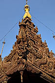 Myanmar - Mandalay, Shwe In Bin Kyaung a wonderful example of the Burmese unique teak architecture and wood-carving art. 